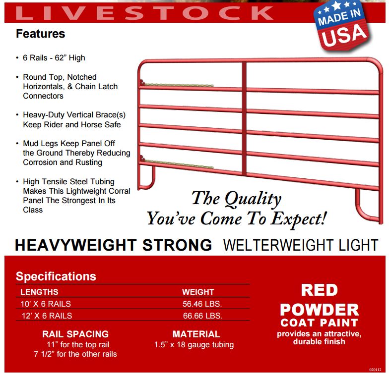 Corral Panels - 62" Tall, 1.5"