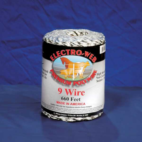 9 POLYWIRE 660' WHITE/BLACK